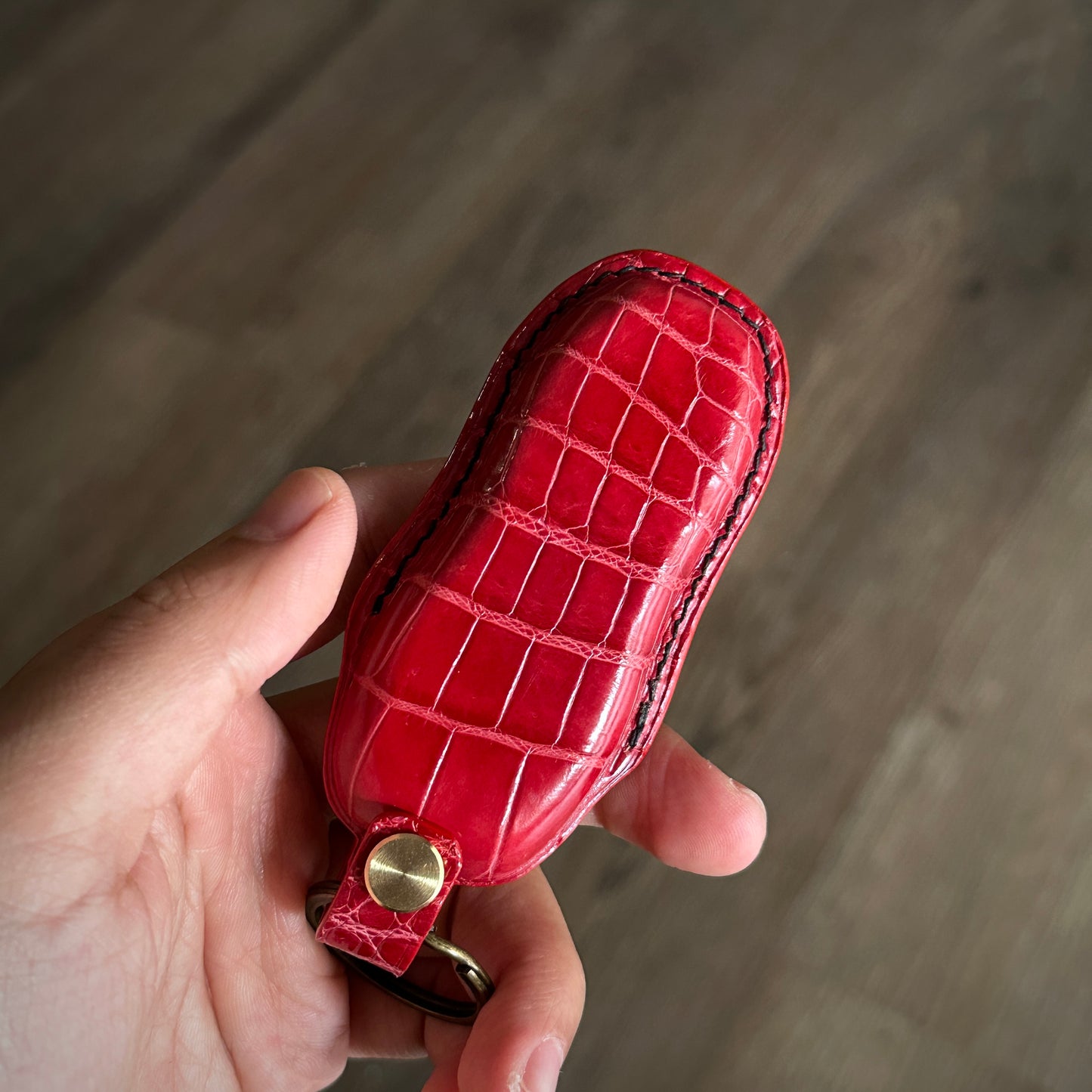 Porsche key fob cover, Crocodile leather Leather key case