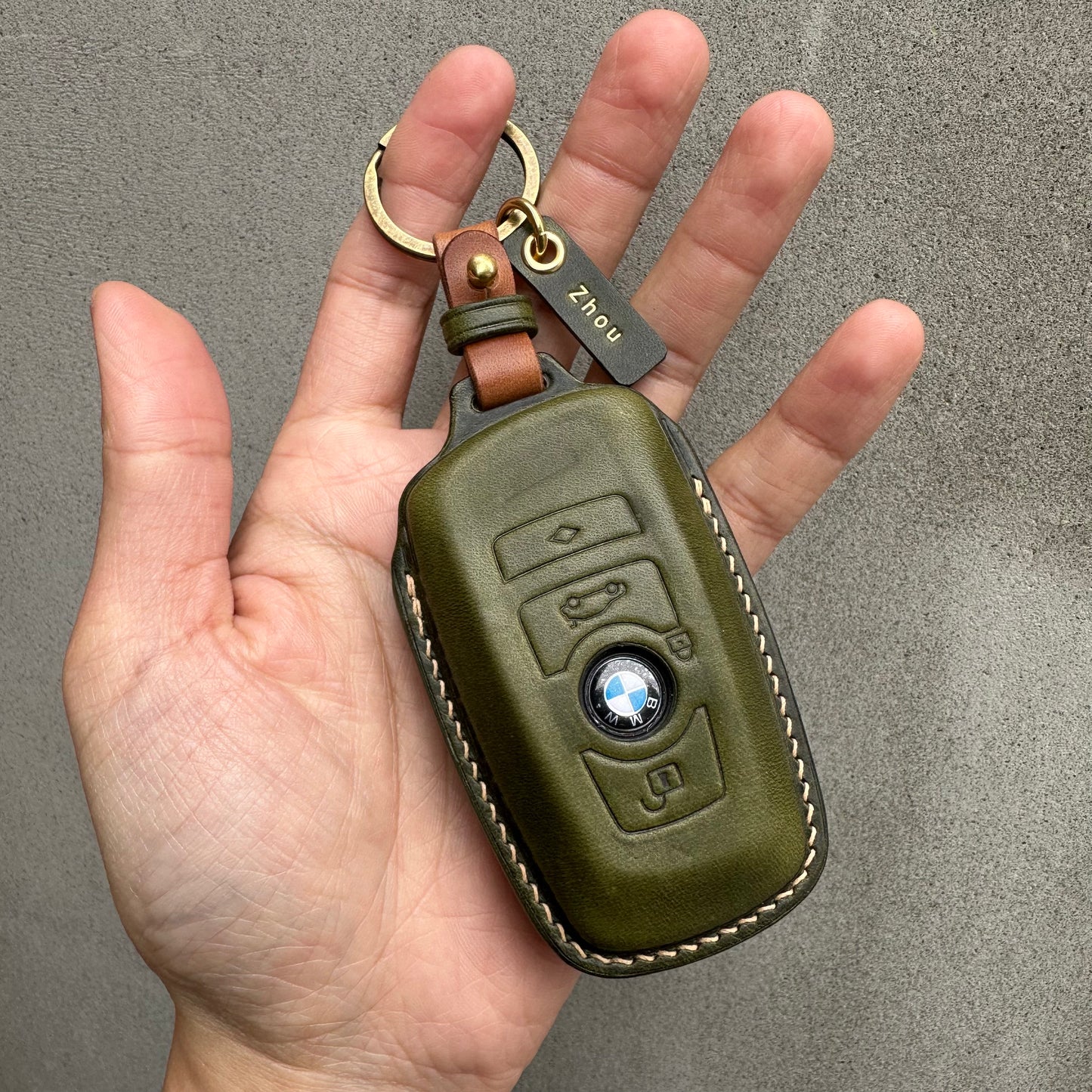 BMW key fob cover, Wax leather