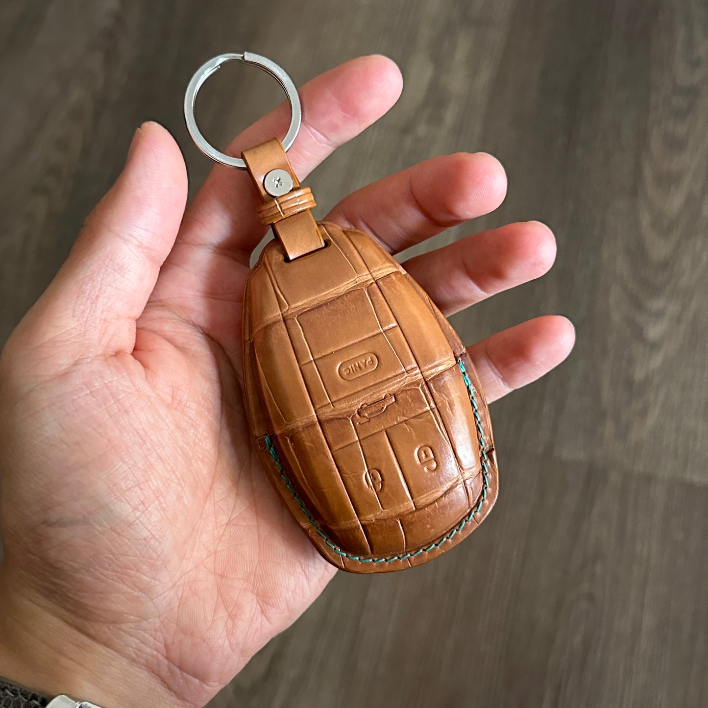 Bentley Crocodile key fob cover, Leather key holder