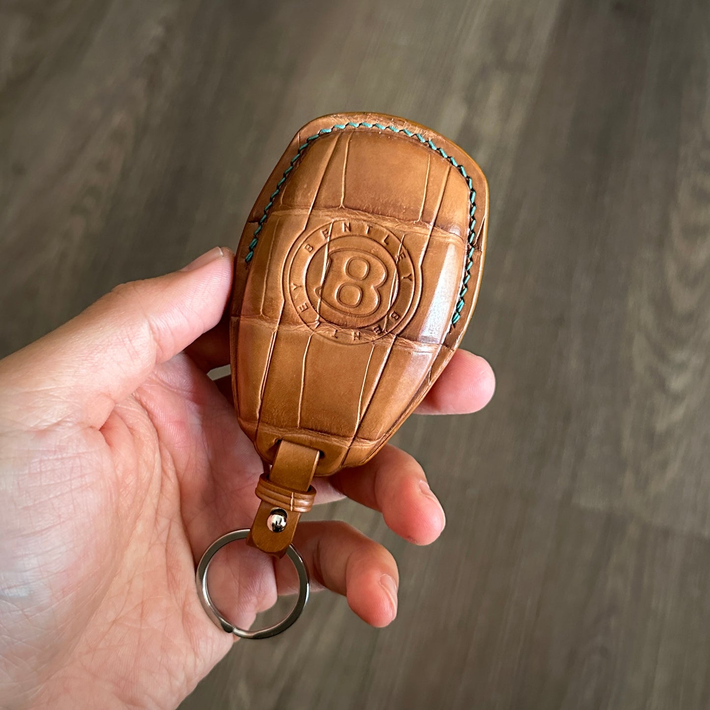 Bentley Crocodile key fob cover, Leather key holder