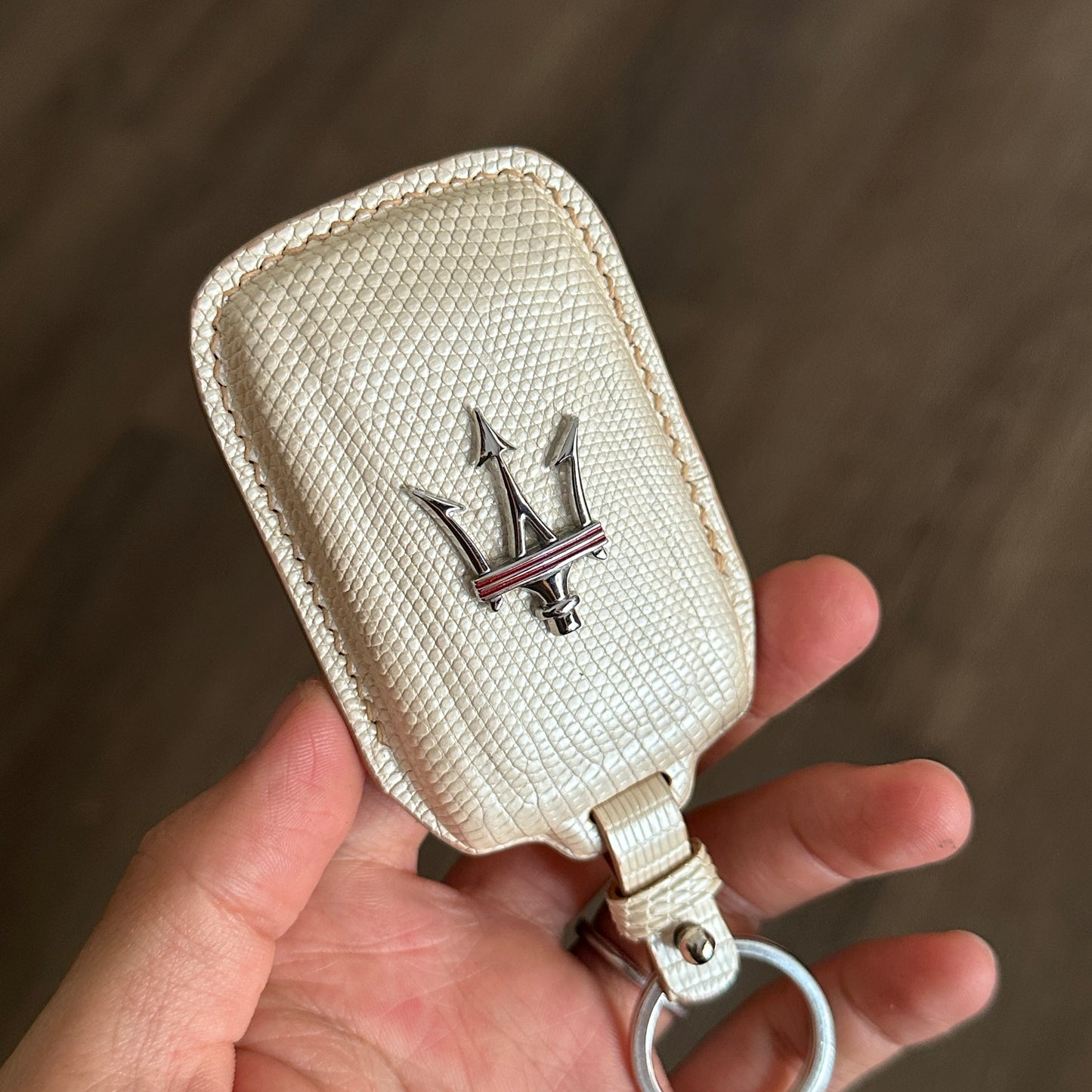 Maserati key fob cover, Maserati Leather key case, Lizard leather