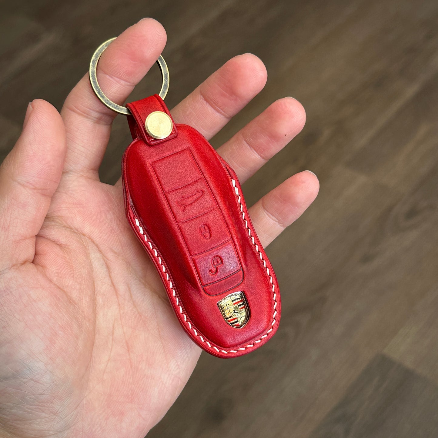 Porsche key fob cover, key case, Wax leather