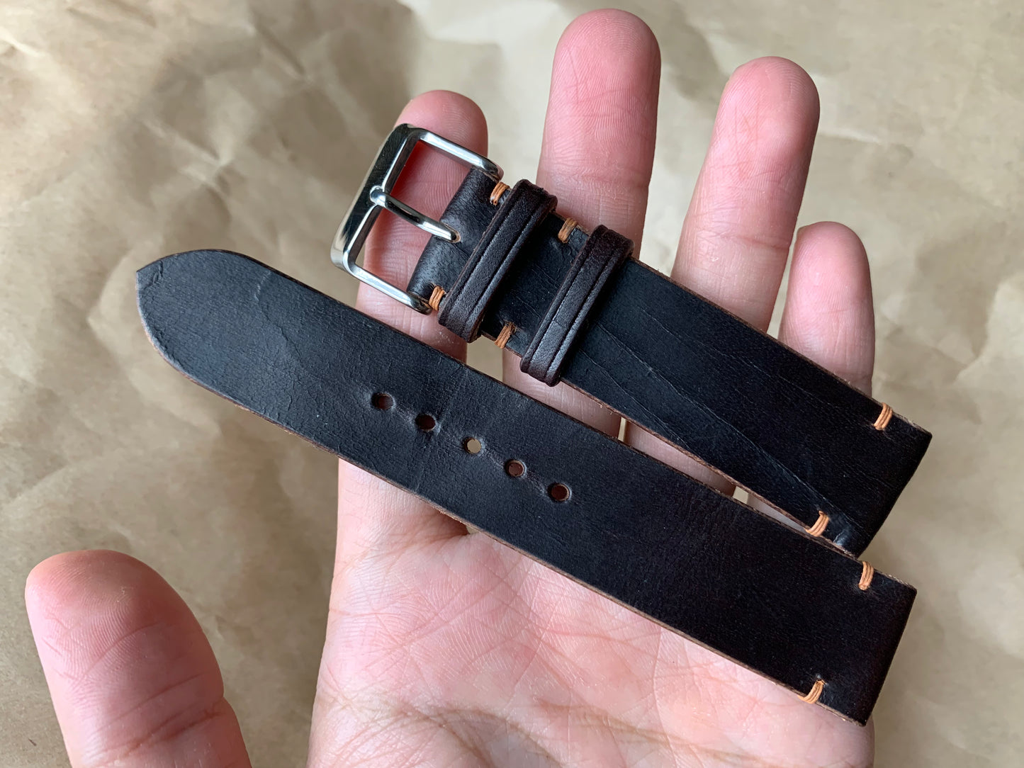 Horween Chromexcel watch band, watch strap