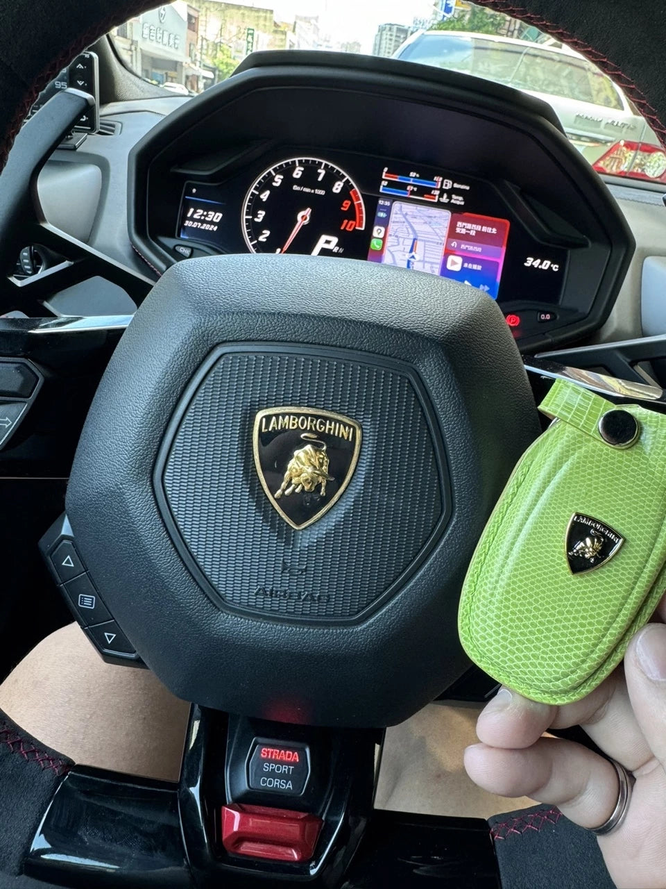 Lamborghini key fob cover, Lizard leather Leather key case