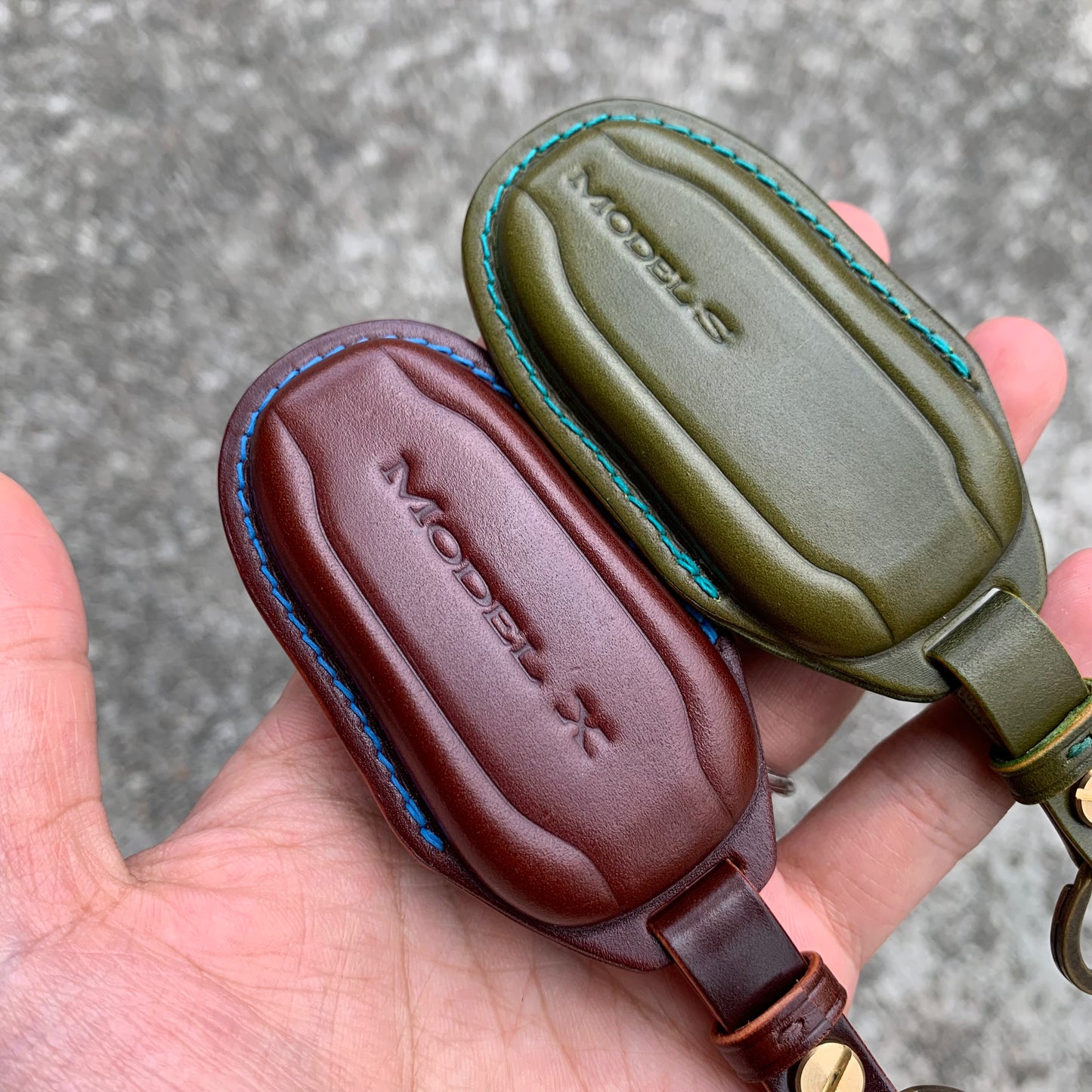 Tesla key fob cover, Shell Cordovan