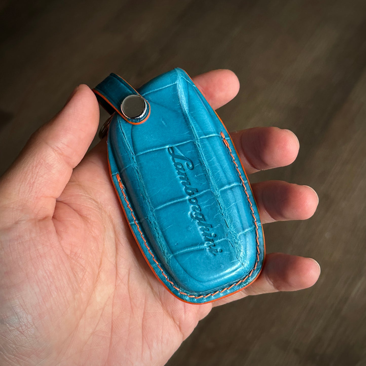 Lamborghini key fob cover, Crocodile leather Leather key case