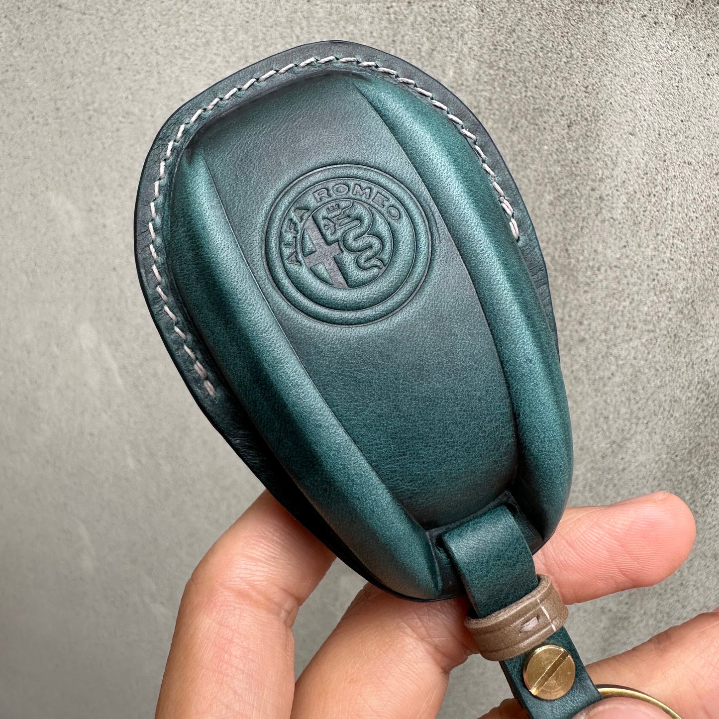 Alfa Romeo key fob cover, Wax leather
