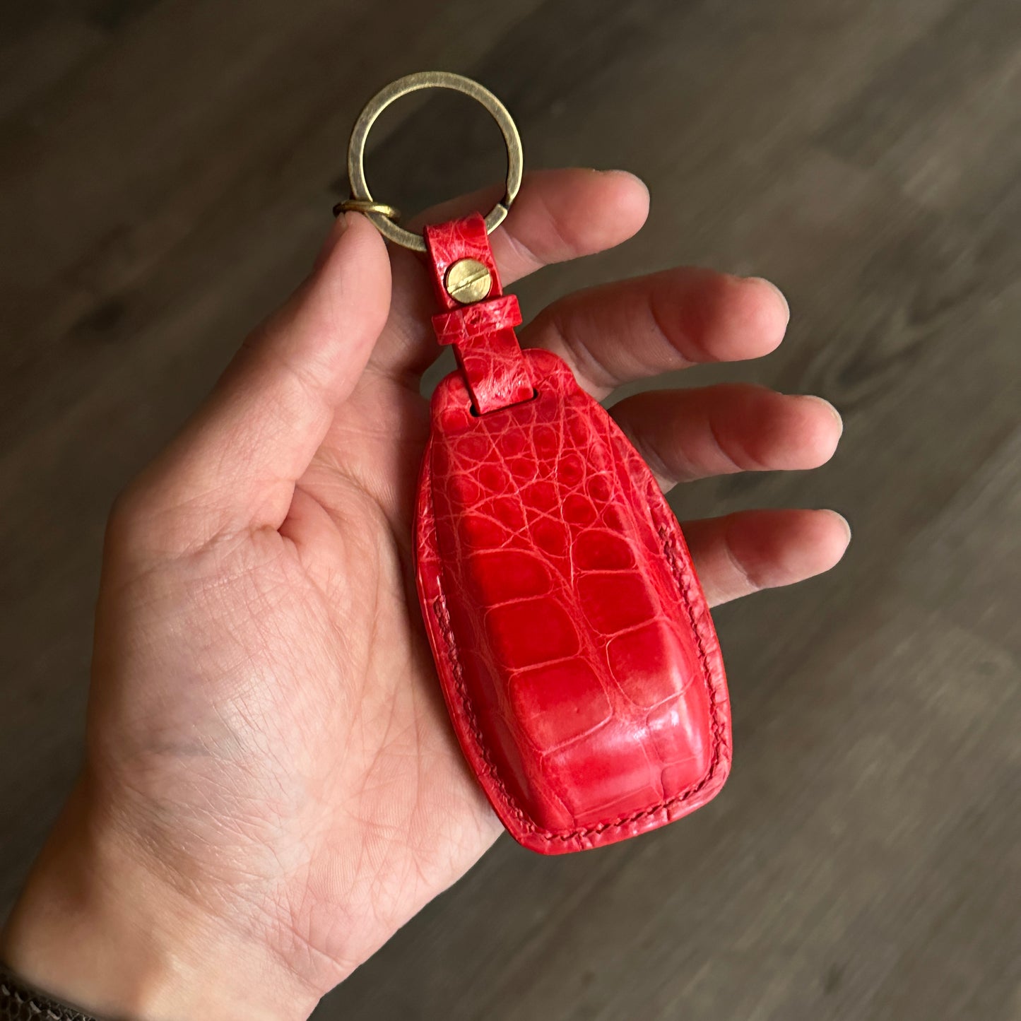 Mercedes-Benz key fob cover, Crocodile leather Leather key case