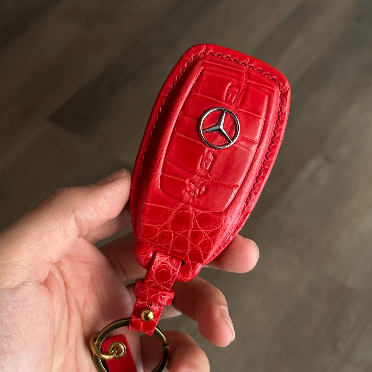Mercedes-Benz key fob cover, Crocodile leather Leather key case