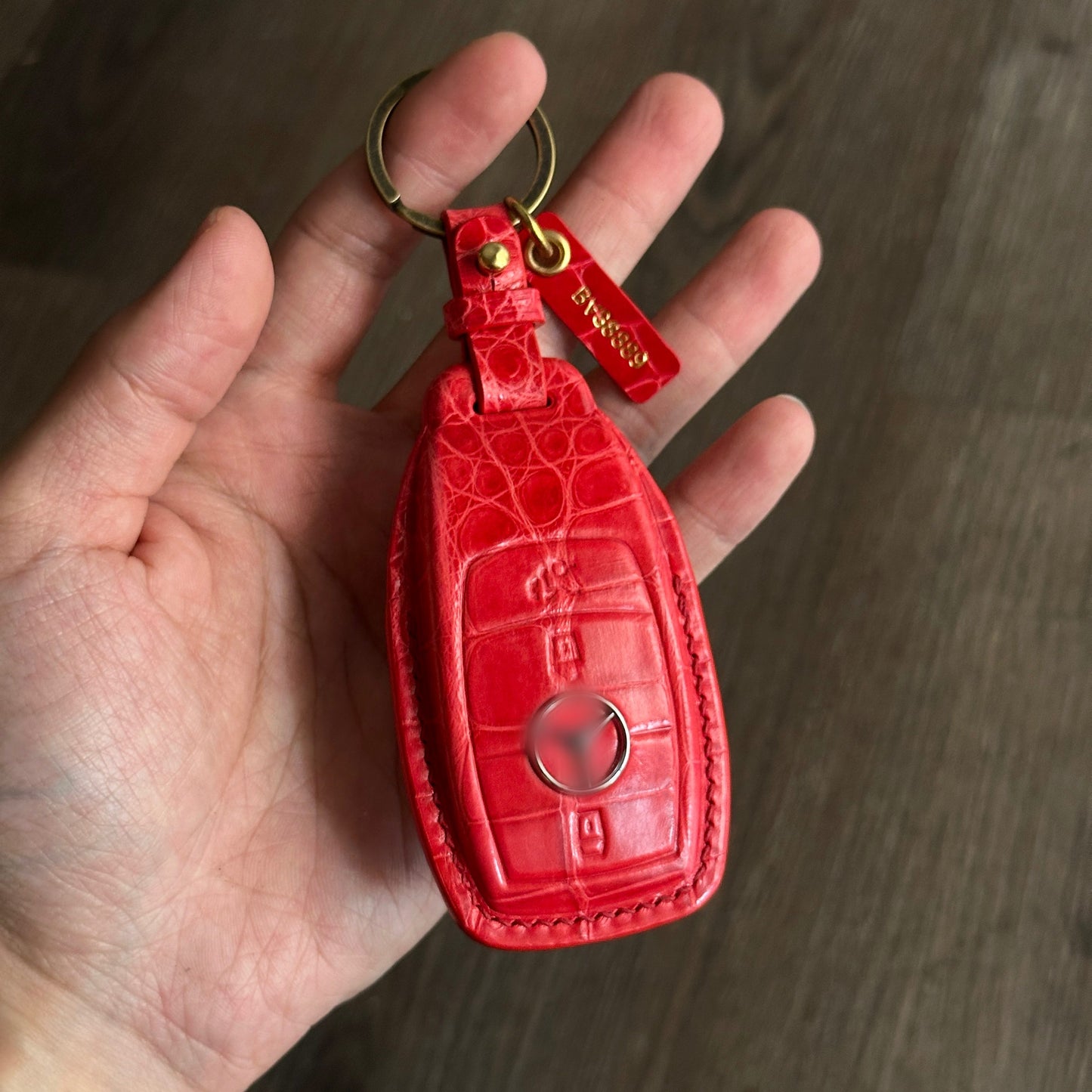 Mercedes-Benz key fob cover, Crocodile leather Leather key case
