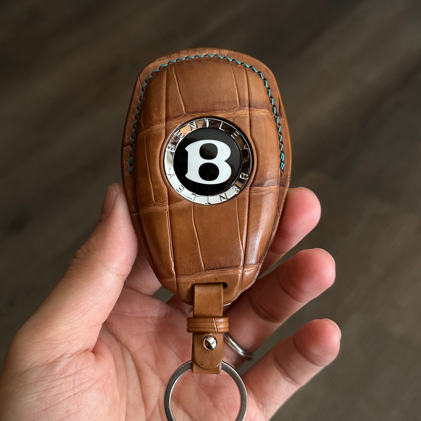 Bentley Crocodile key fob cover, Leather key holder
