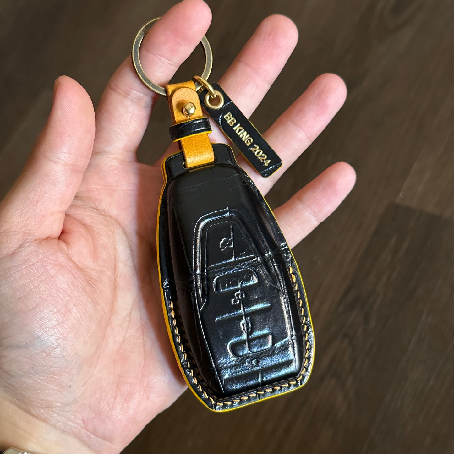 Aston Martin key fob cover, Crocodile leather Leather key case