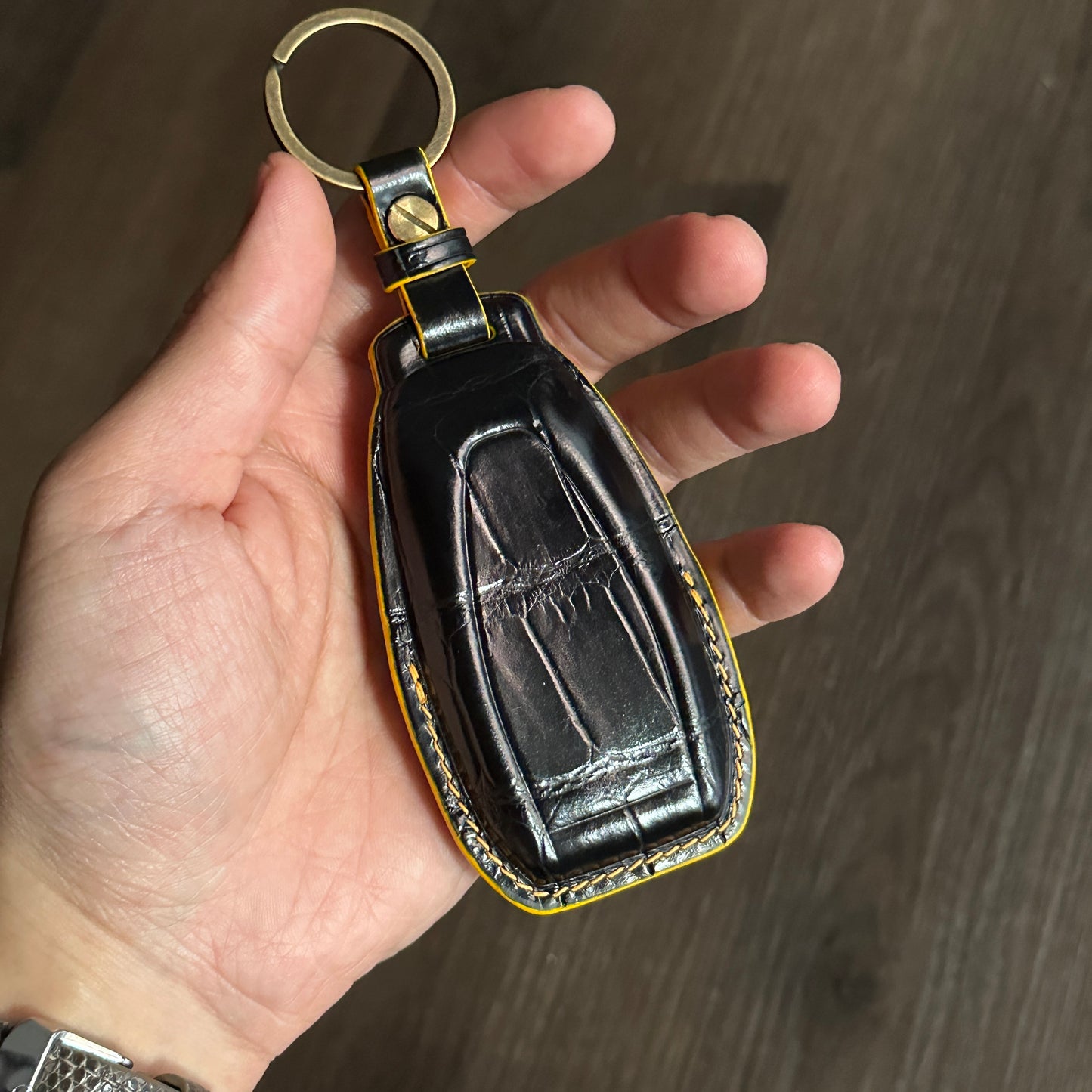 Aston Martin key fob cover, Crocodile leather Leather key case