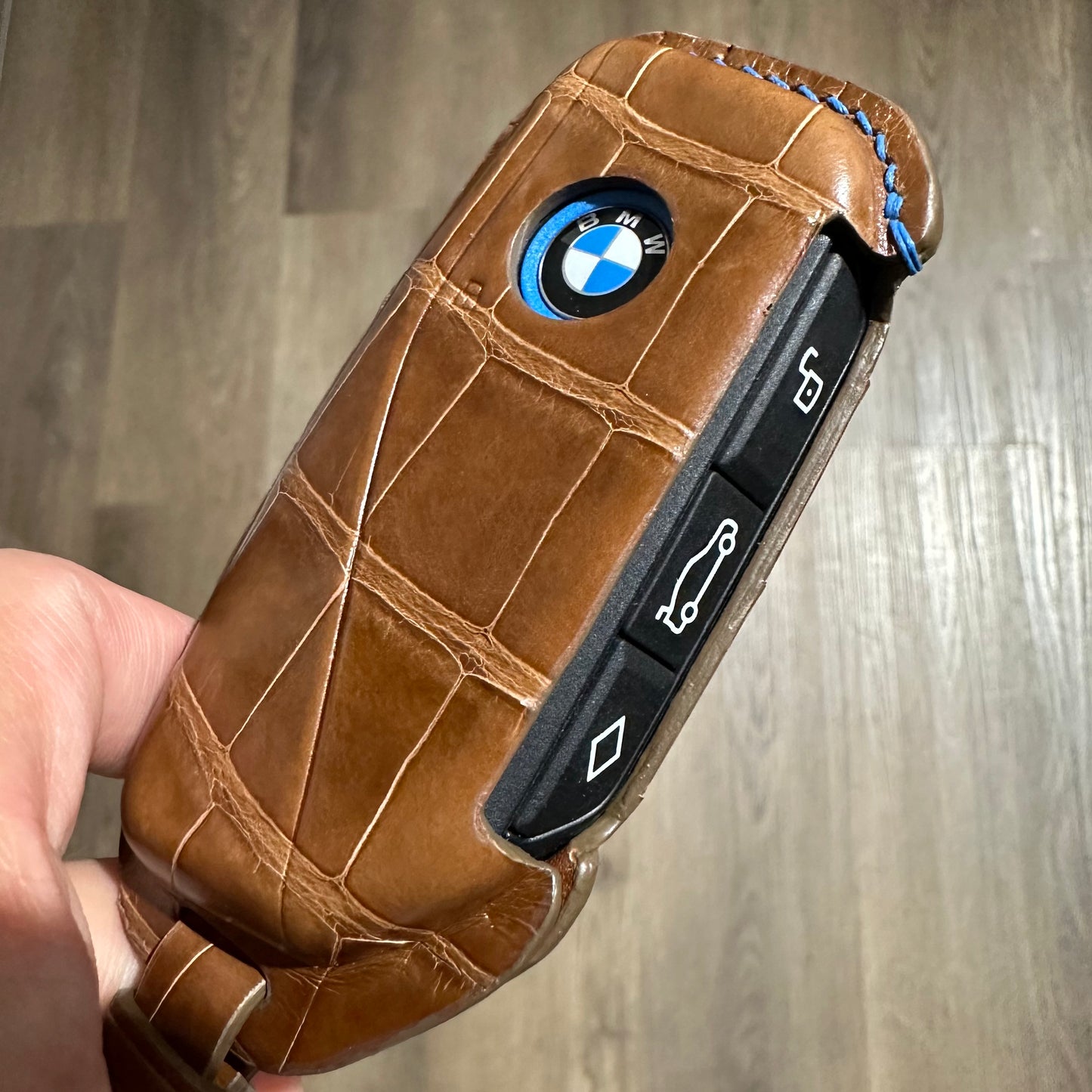 BMW key fob cover, Crocodile leather Leather key case