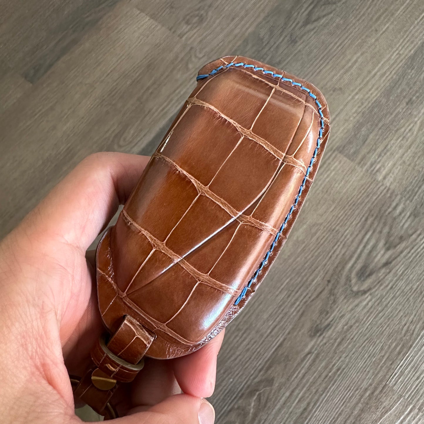 BMW key fob cover, Crocodile leather Leather key case