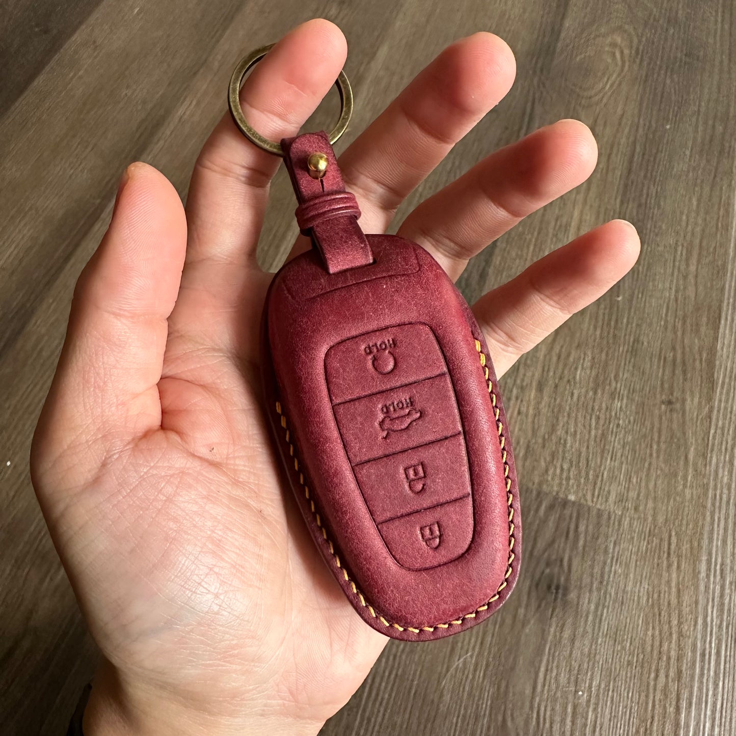 Hyundai key fob cover, Pueblo leather key case