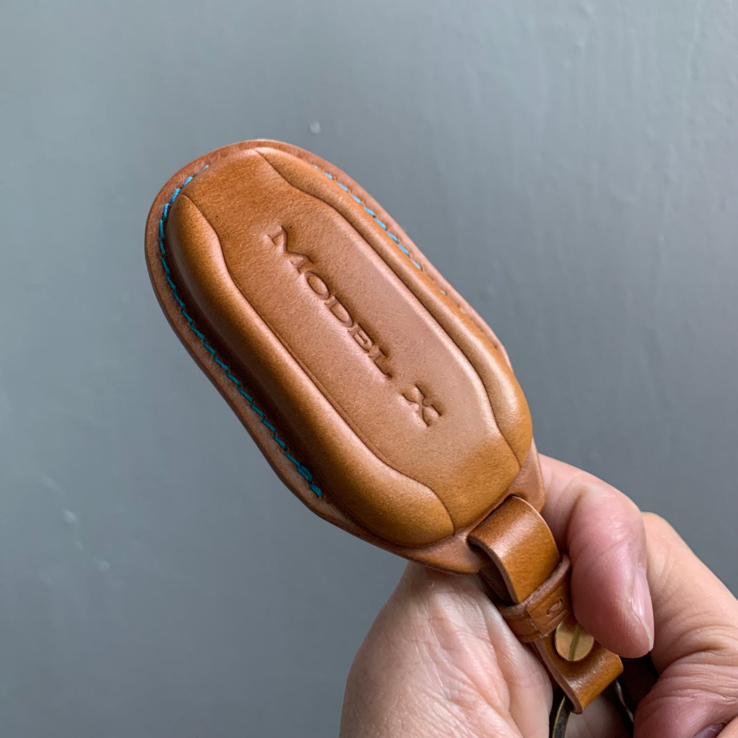 Tesla key fob cover, Shell Cordovan