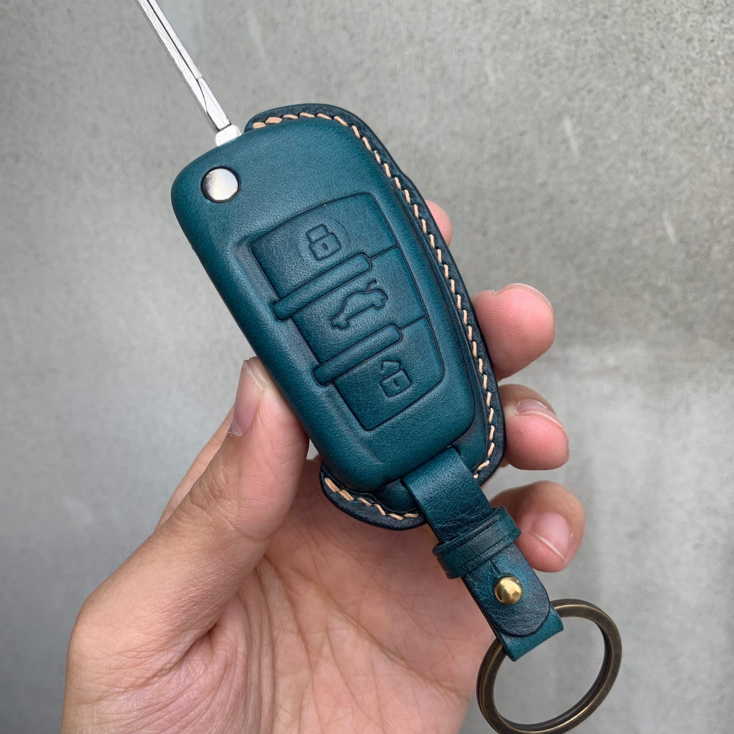 Audi key fob cover, Wax leather