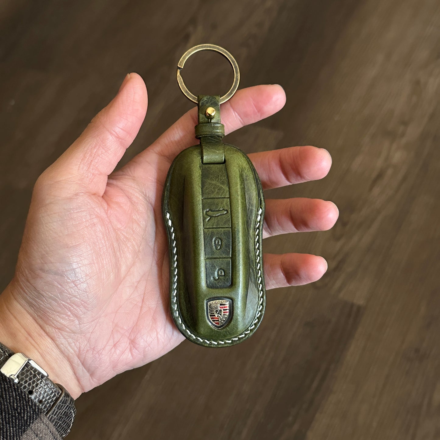 Porsche key fob cover, key case, Wax leather