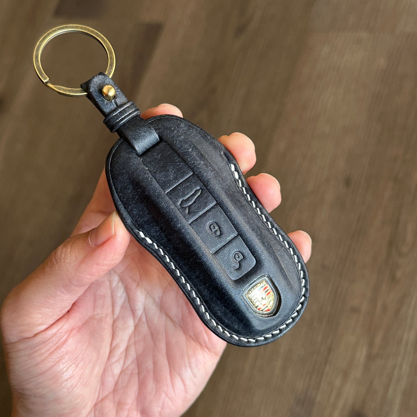 Porsche key fob cover, key case, Pueblo leather