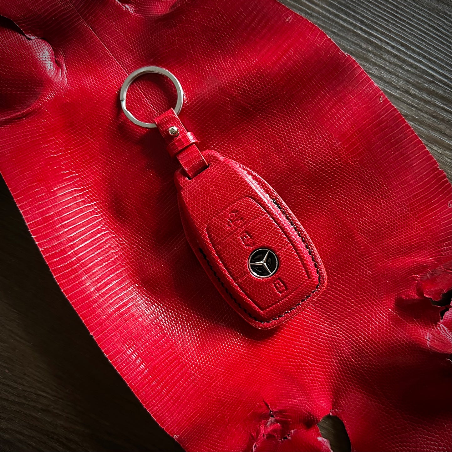 Mercedes-Benz key fob cover, Mercedes Leather key case, Lizard leather