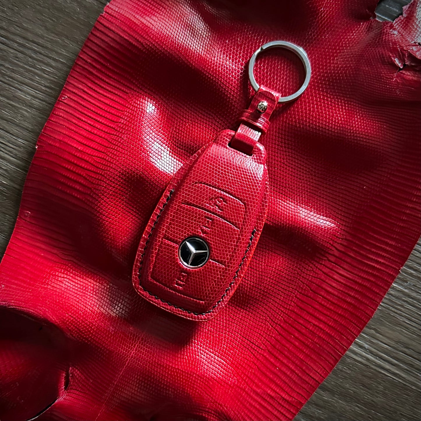 Mercedes-Benz key fob cover, Mercedes Leather key case, Lizard leather