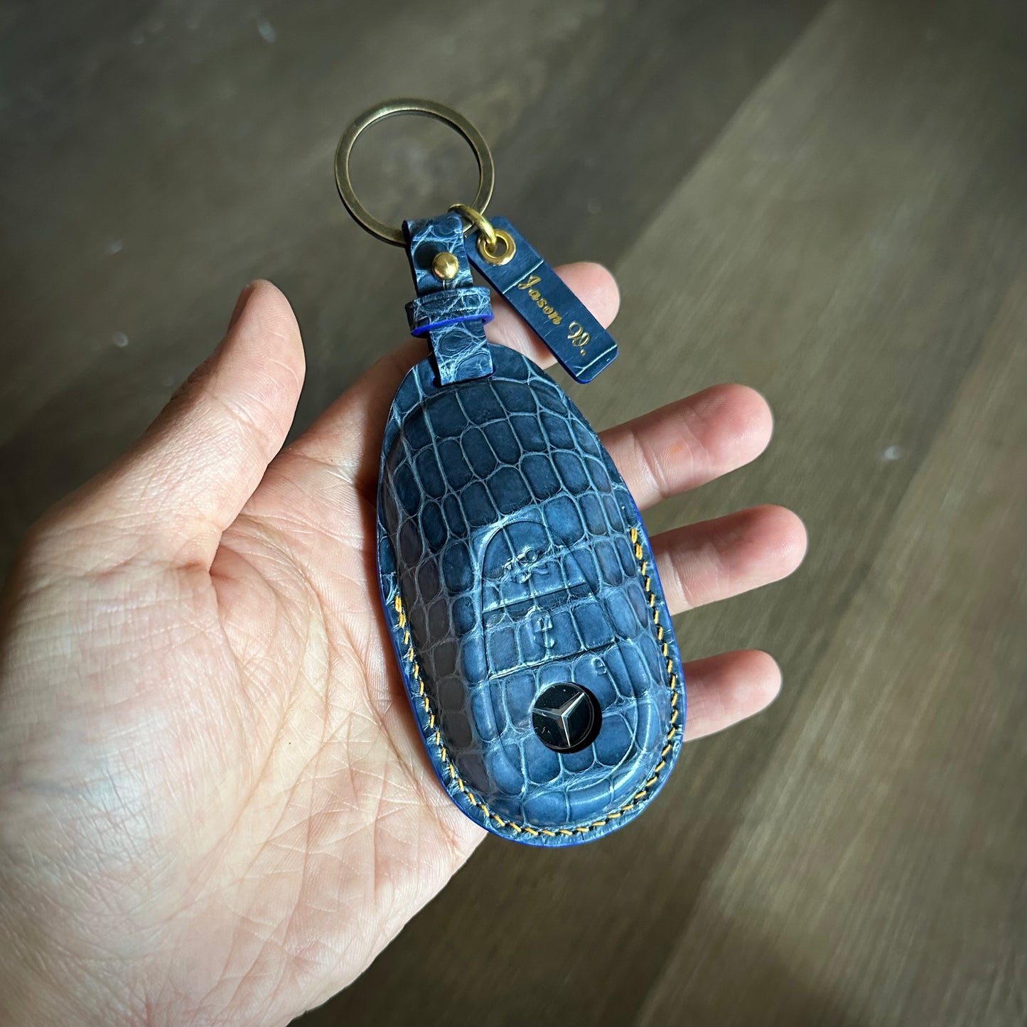 Mercedes-Benz key fob cover, Crocodile leather Leather key case