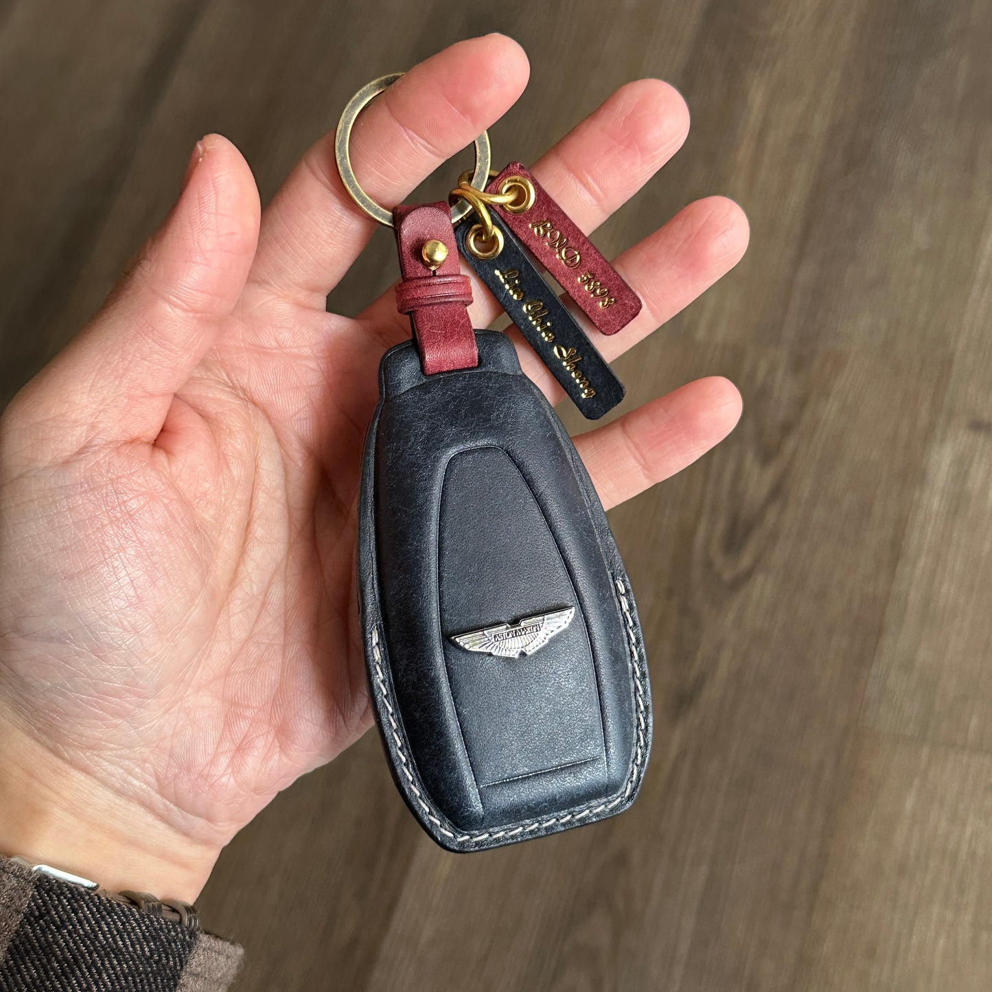 Aston Martin key case, key fob cover, Pueblo leather