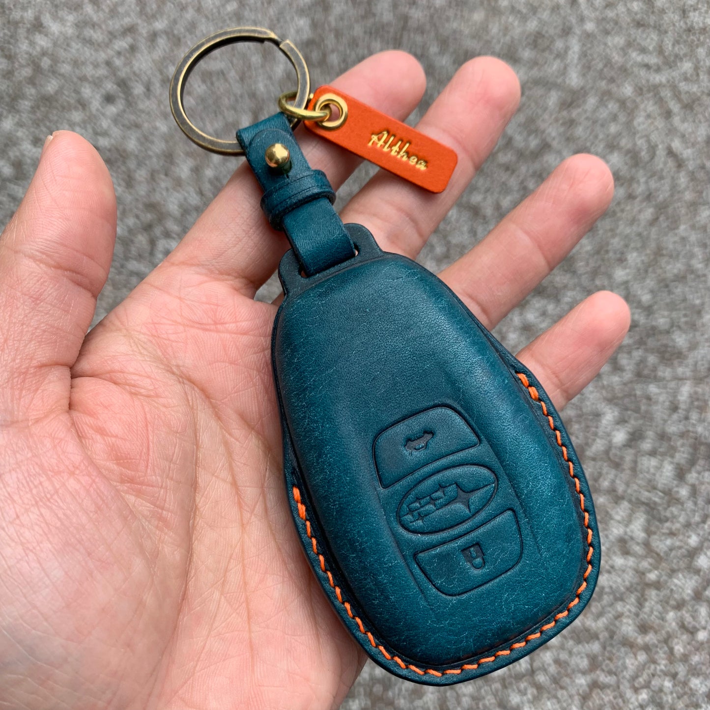 Subaru key fob cover, Pueblo leather key case