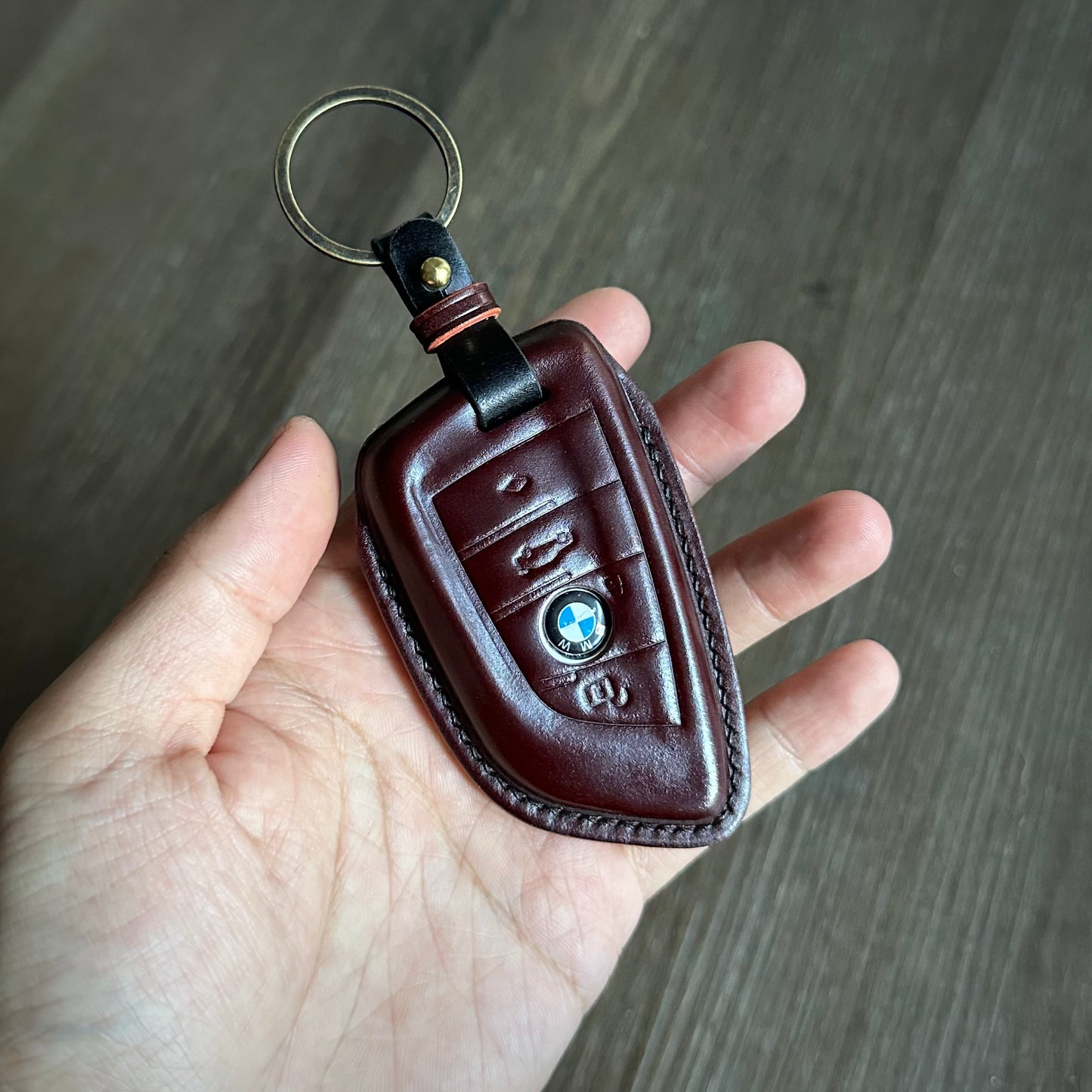 BMW key fob cover, Shell Cordovan