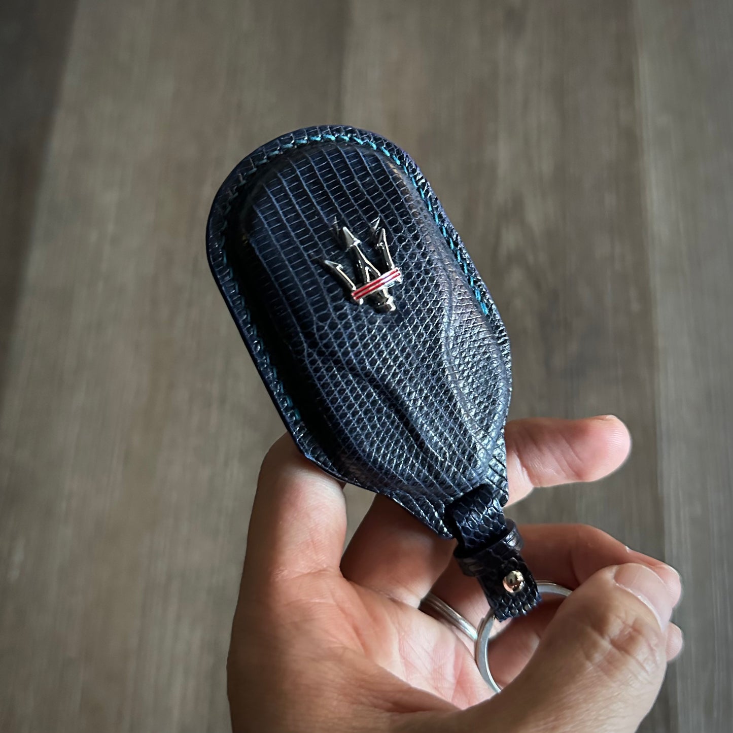 Maserati key fob cover, Maserati Leather key case, Lizard leather