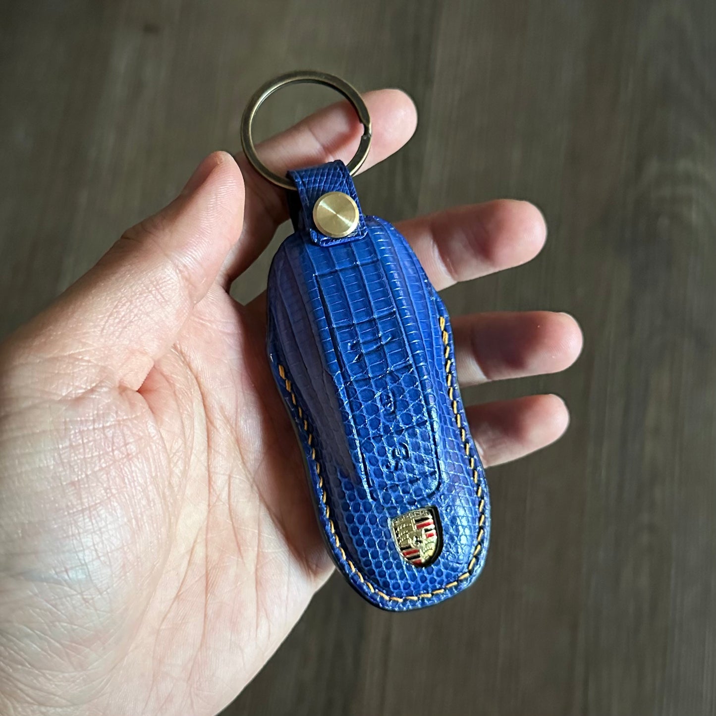 Porsche key fob cover, Porsche Leather key case, Lizard leather