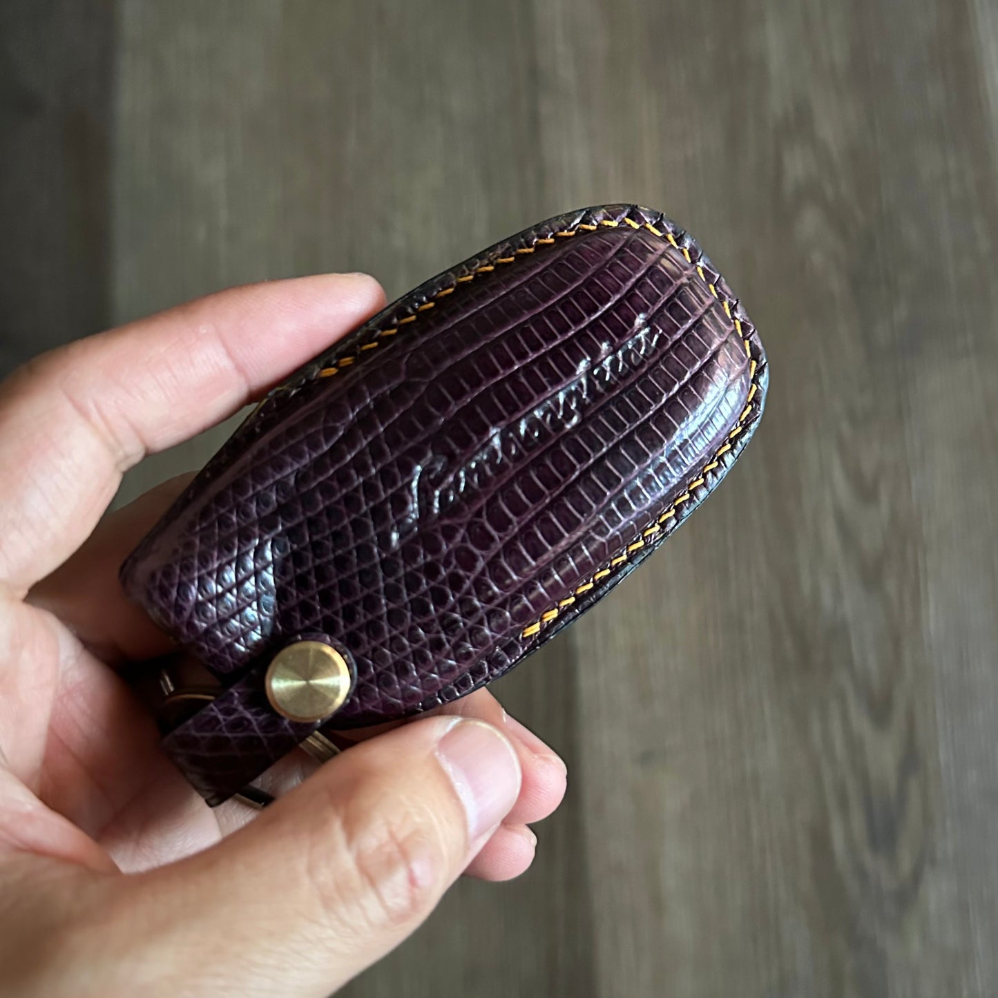 Lamborghini key fob cover, Lizard leather Leather key case