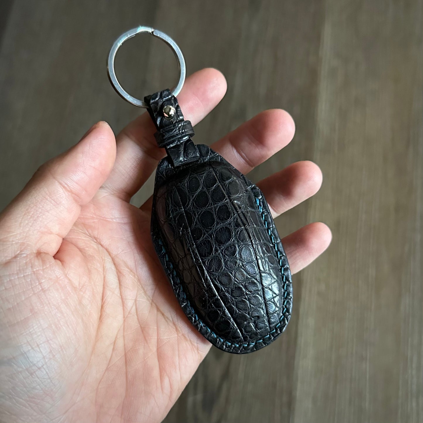 Tesla key fob cover, Crocodile leather Leather key case