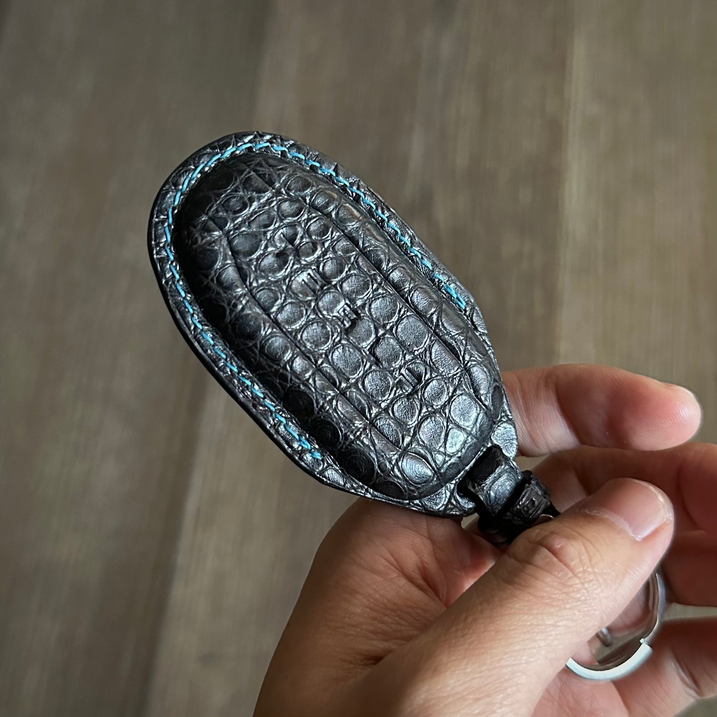 Tesla key fob cover, Crocodile leather Leather key case