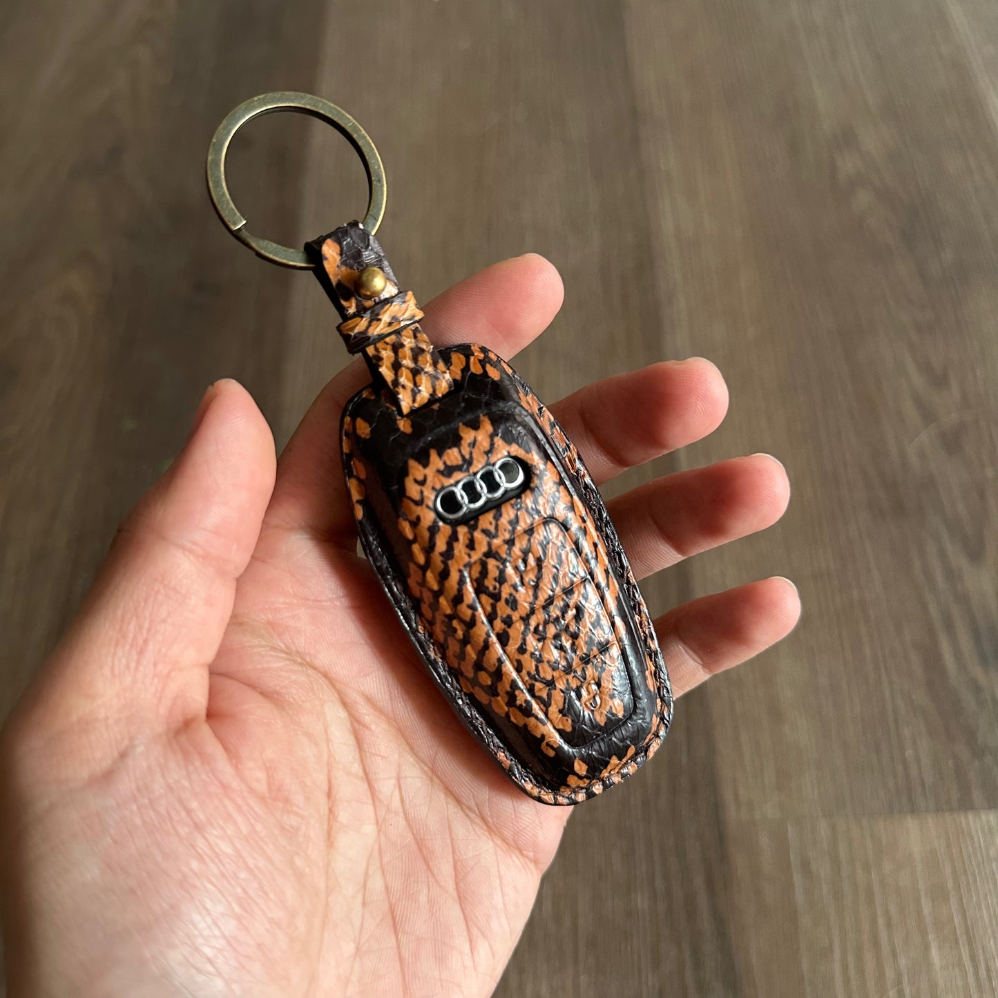 Audi key fob cover, snake leather Leather key case
