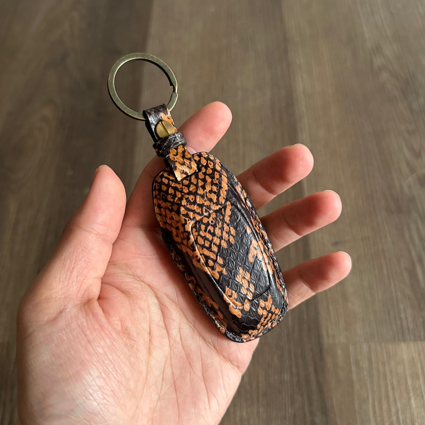 Audi key fob cover, snake leather Leather key case