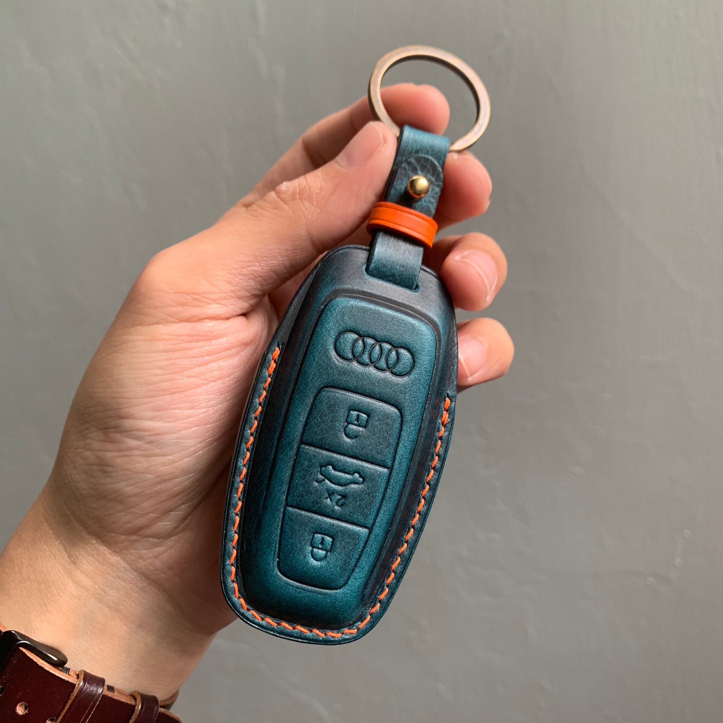 Audi key fob cover, Wax leather