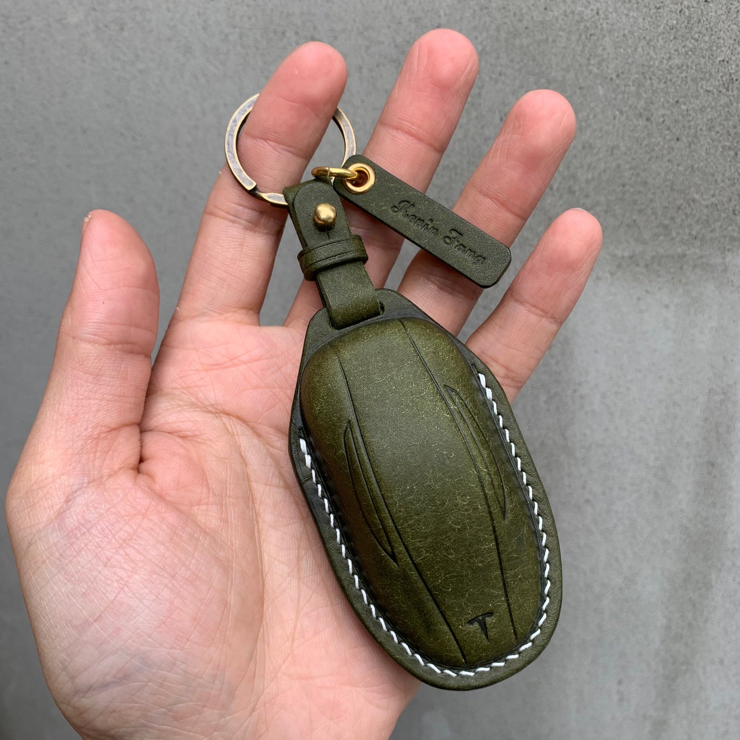 Tesla key fob cover, key case, Pueblo leather