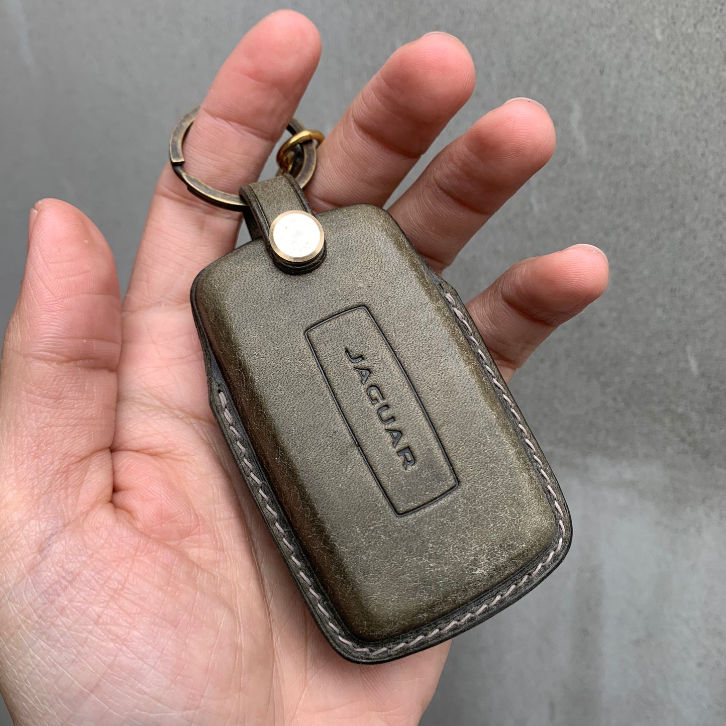 Jaguar key case, key fob cover, Pueblo leather
