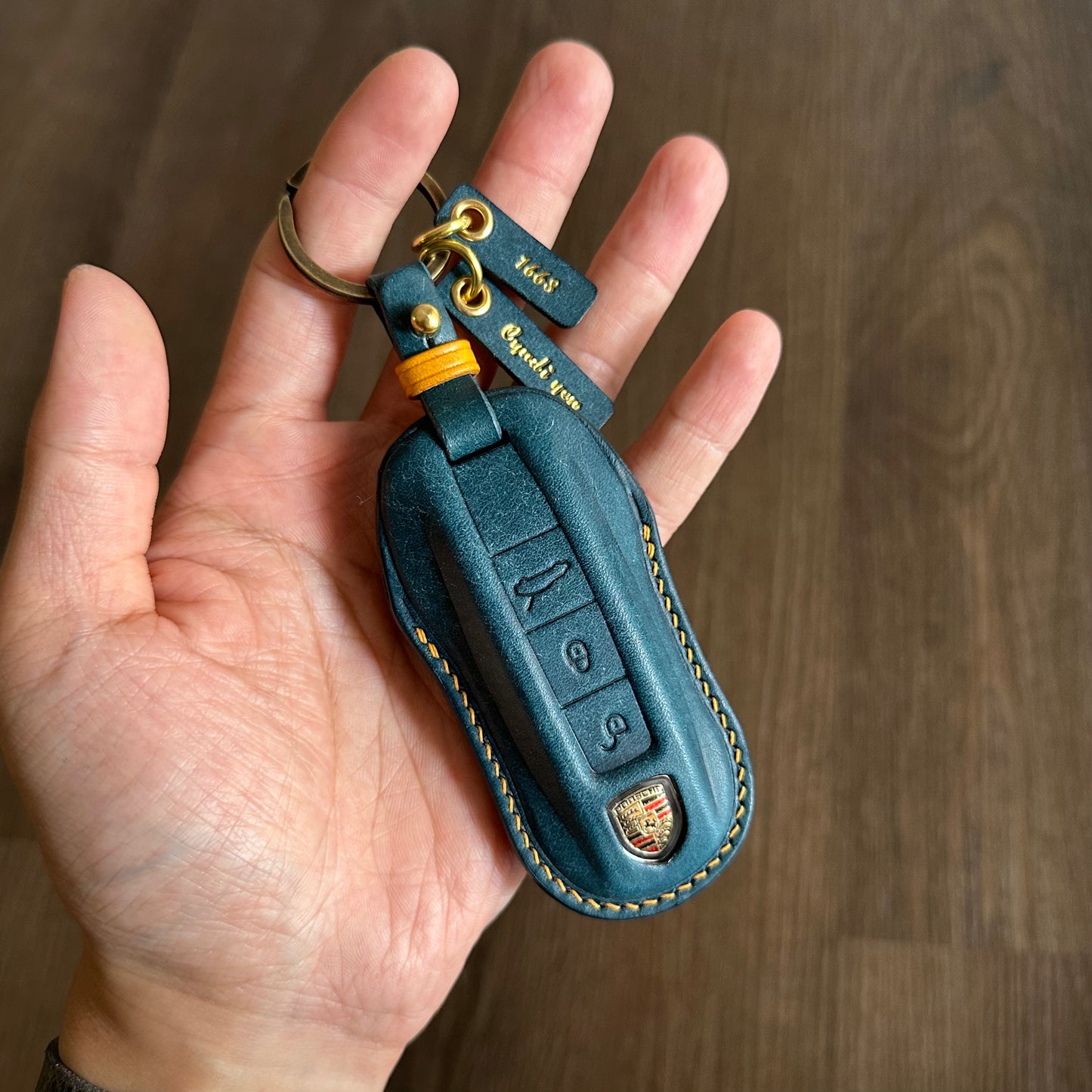 Porsche key fob cover, key case, Pueblo leather