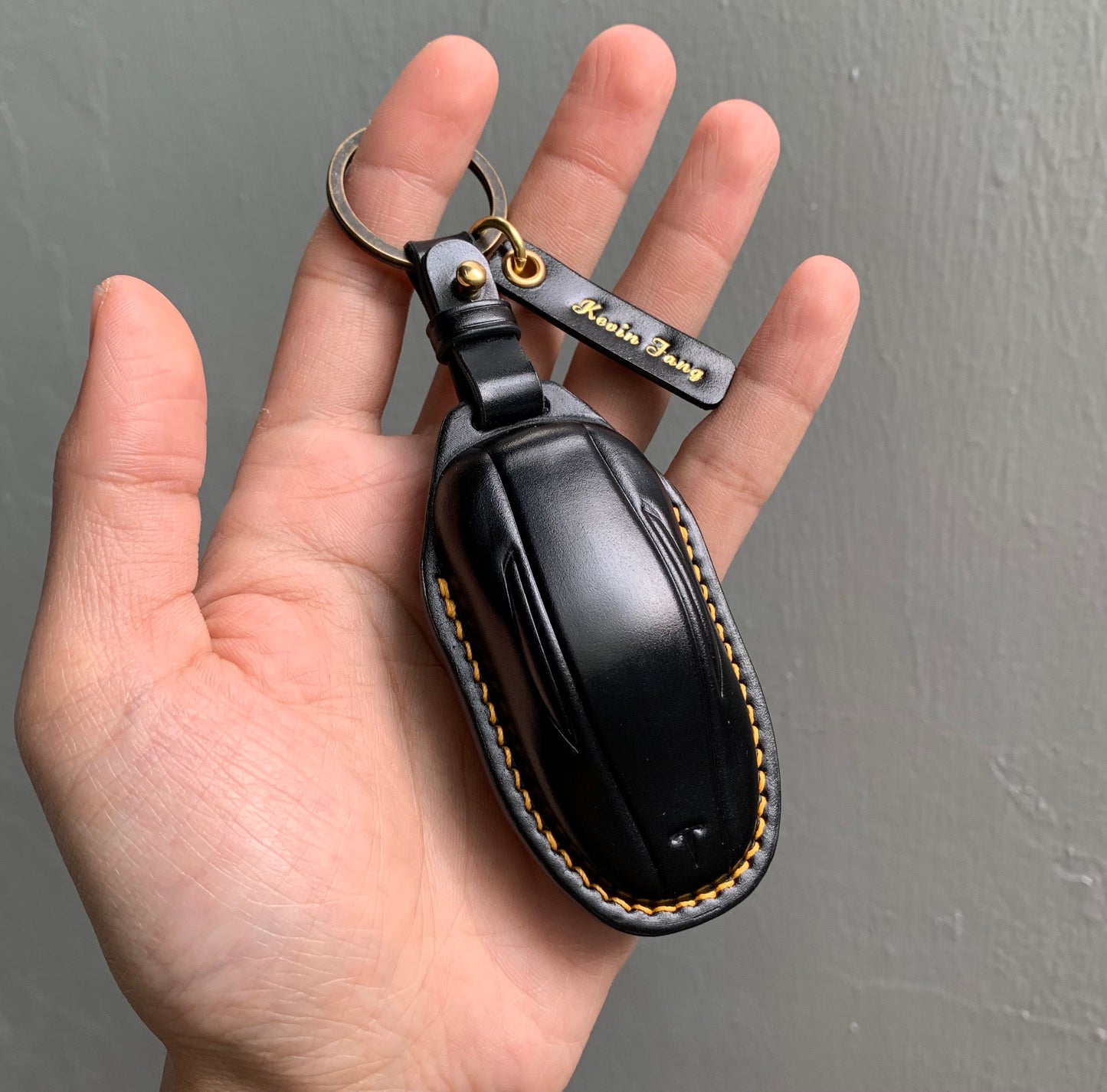 Tesla key fob cover, Shell Cordovan