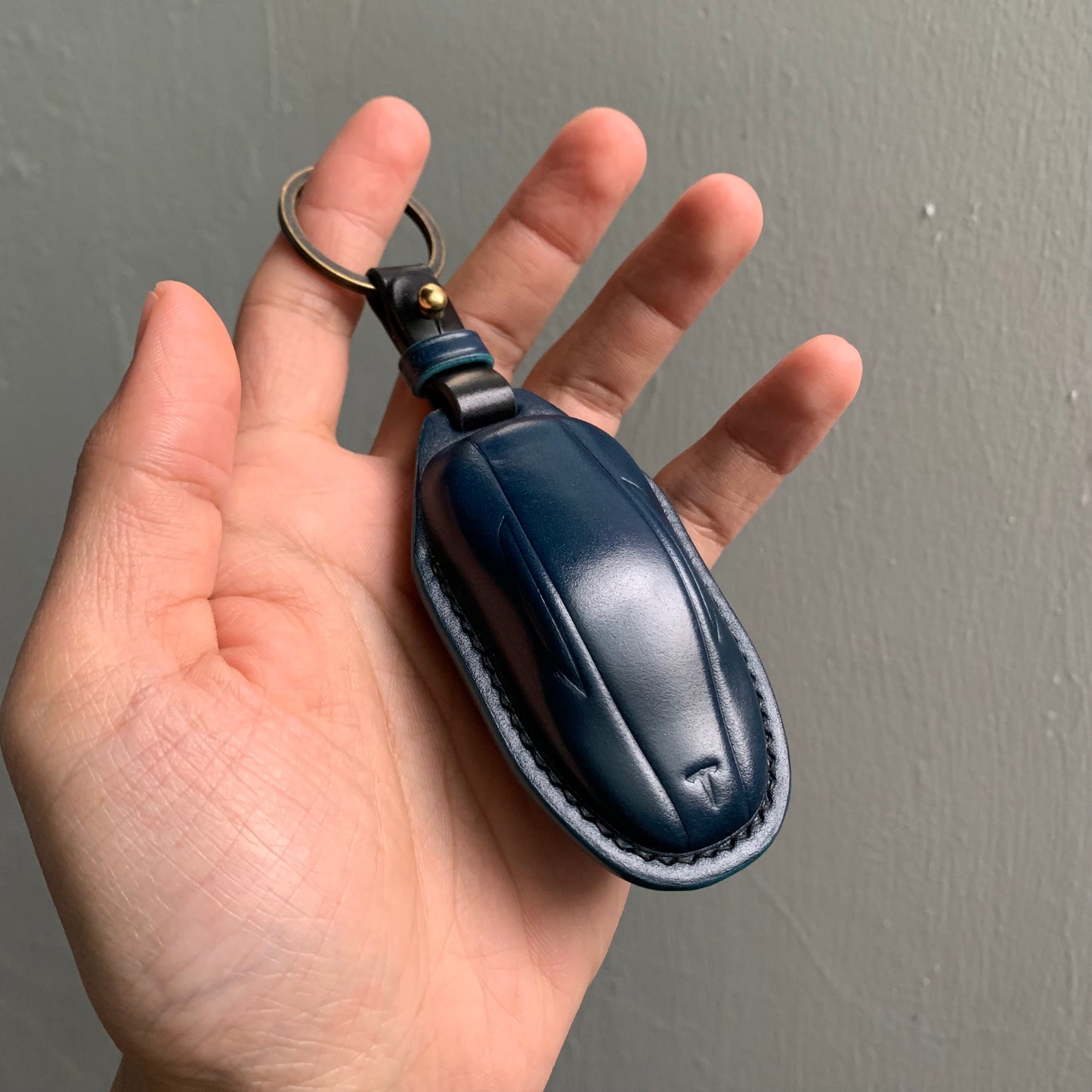 Tesla key fob cover, Shell Cordovan