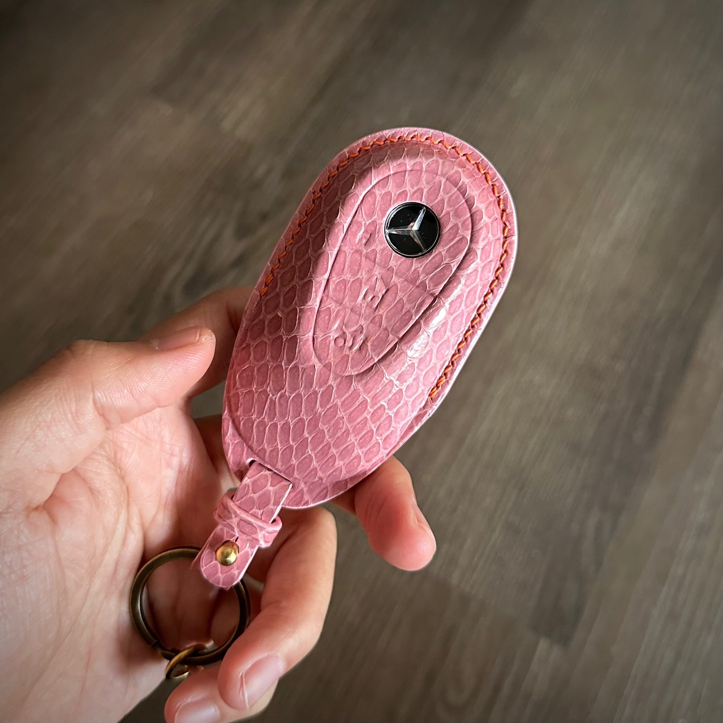 Mercedes-Benz key fob cover, snake leather Leather key case