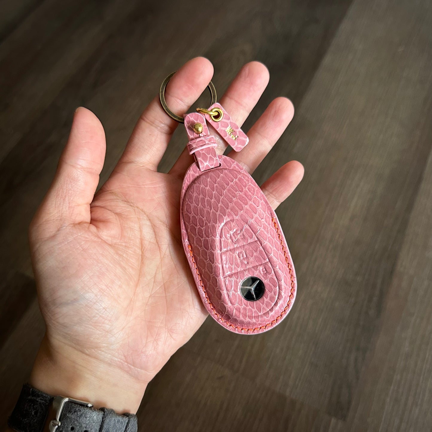 Mercedes-Benz key fob cover, snake leather Leather key case