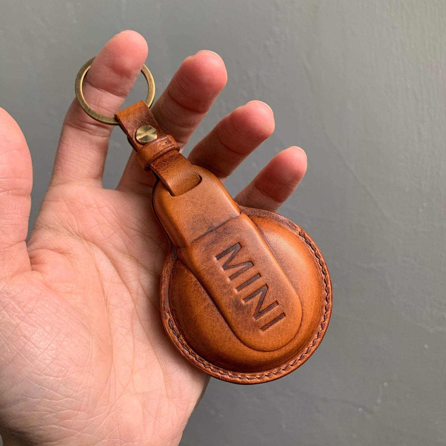 Mini cooper s key fob cover, Wax leather