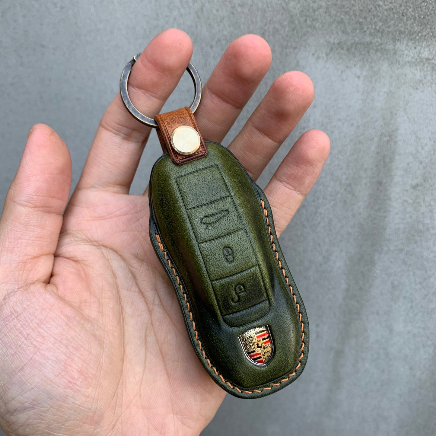 Porsche key fob cover, key case, Wax leather