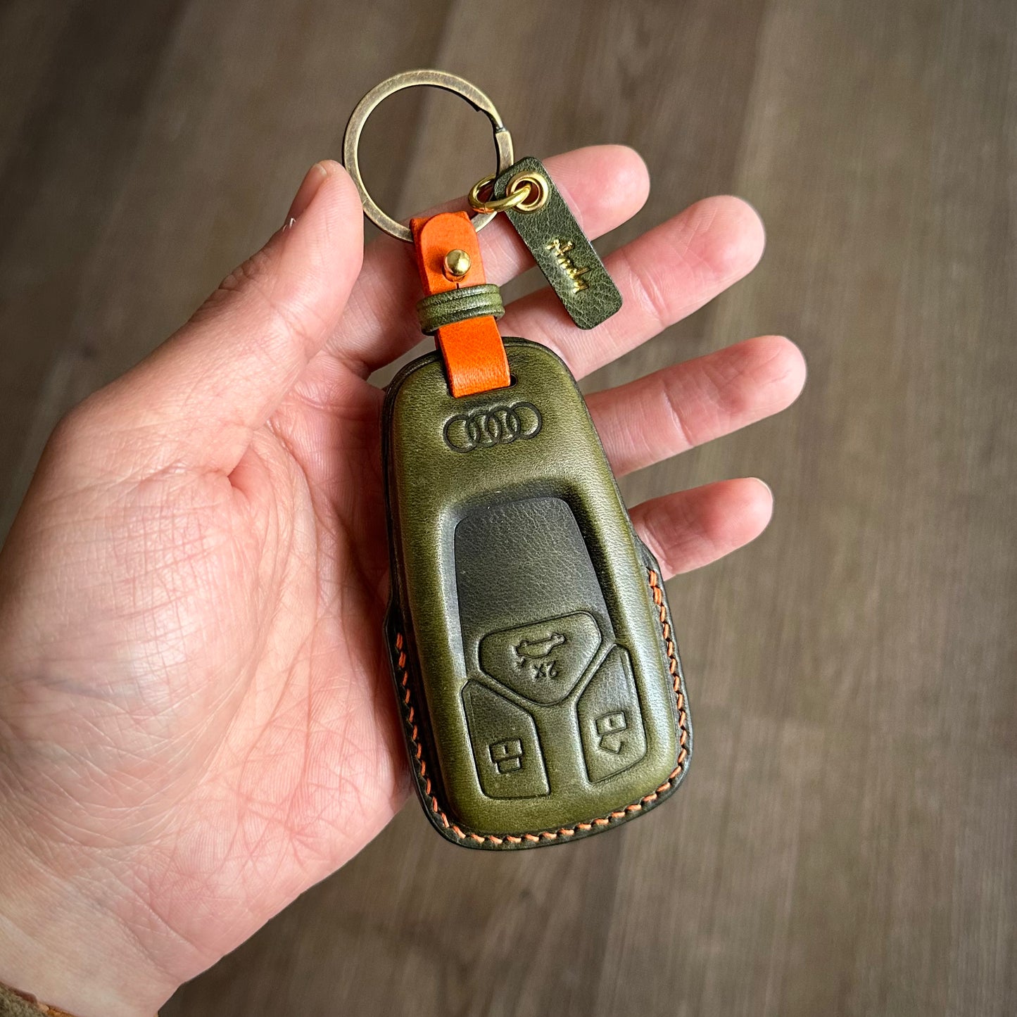 Audi key fob cover, Wax leather