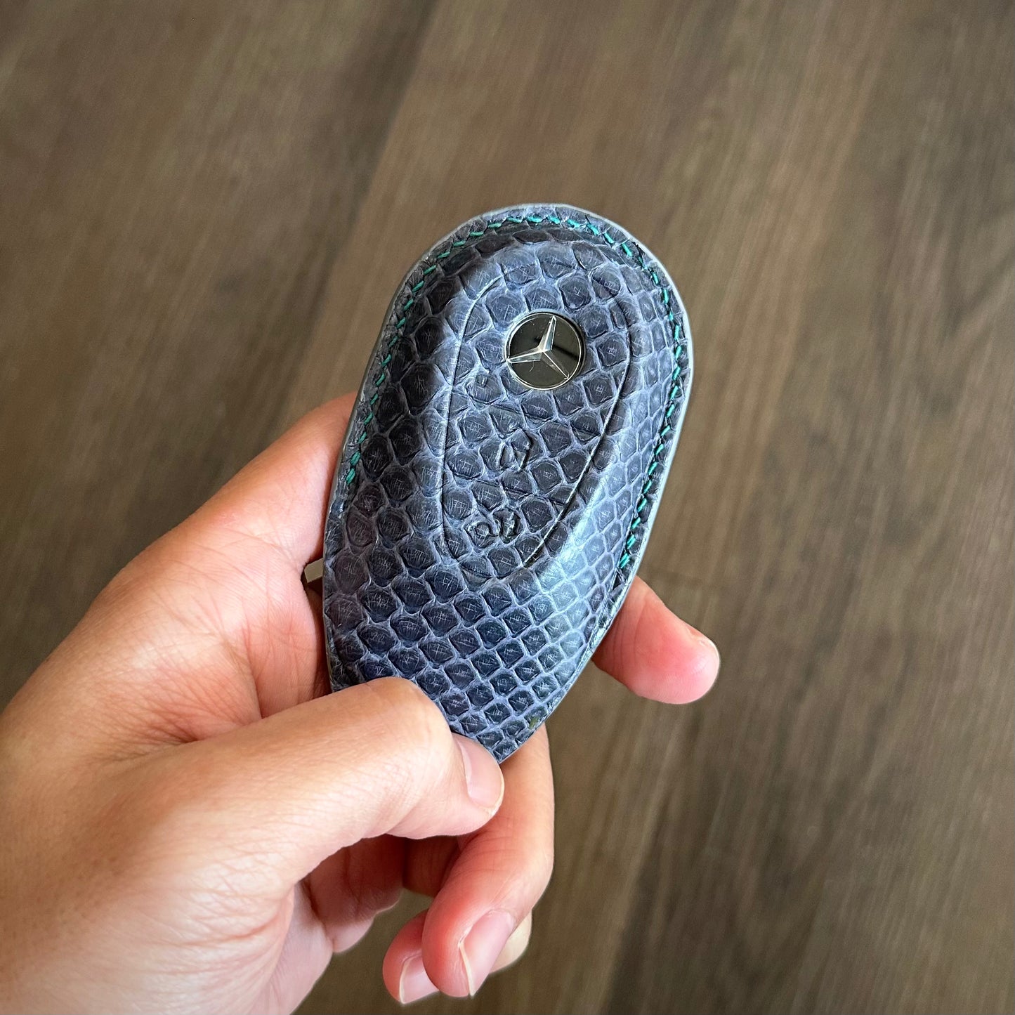 Mercedes-Benz key fob cover, snake leather Leather key case