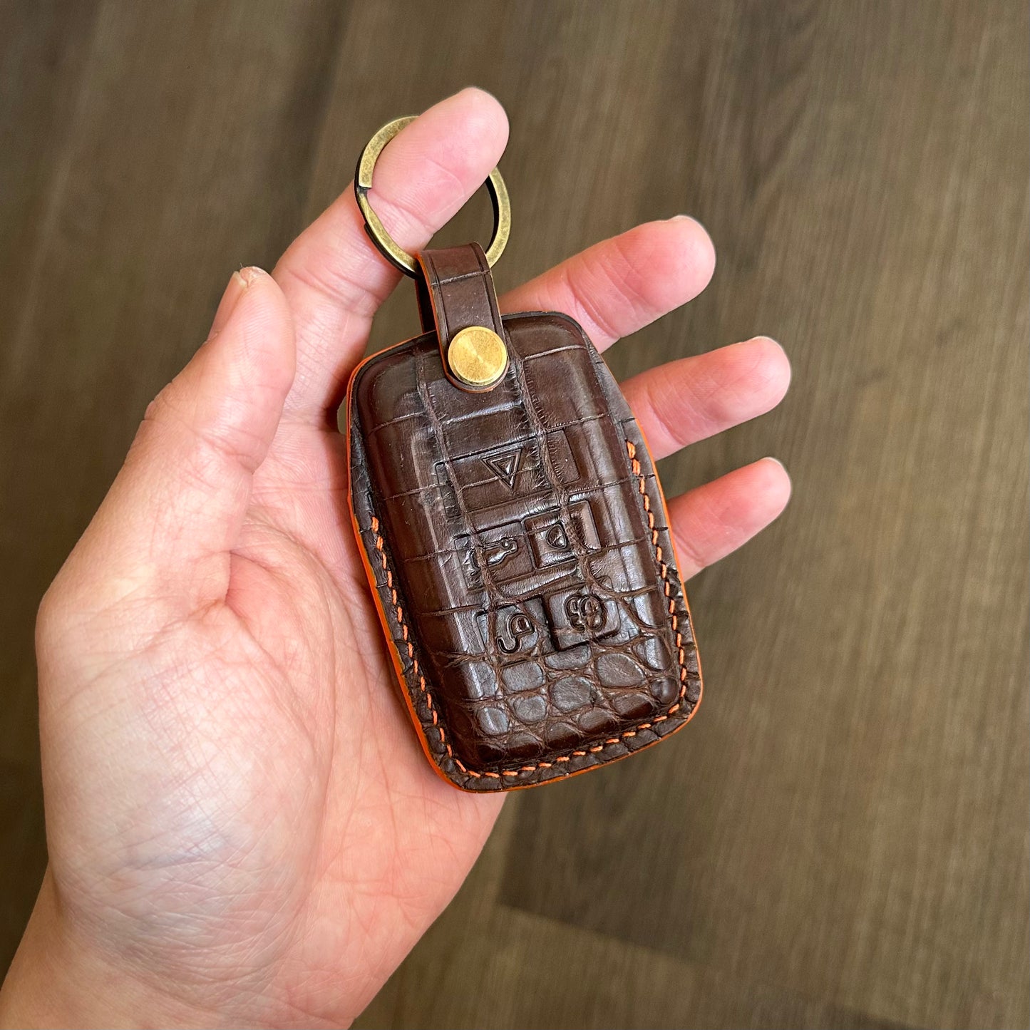 Land Rover key fob cover, Crocodile leather Leather key case